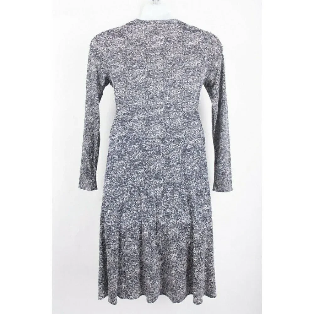 Tory Burch Womens Silk Wrap Dress Vanessa M Navy Blue White Knee Length V-Neck